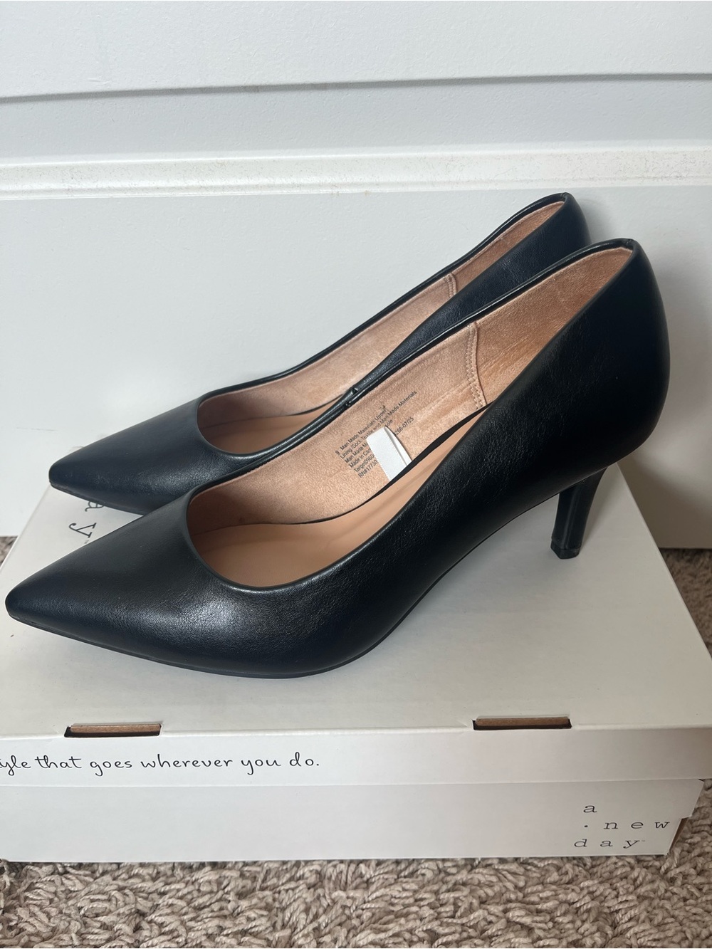a new day Black Pointed-Toe Kitten Heel Pumps
